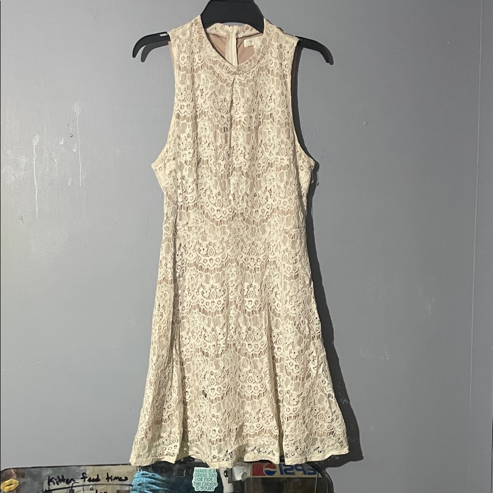Love, Fire Lace Detail Dress in Cream